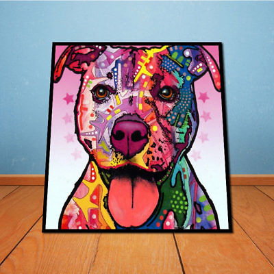 400x400 Modern Abstract Oil Painting Colorful Dog Home Wall Decor Art - Colorful Dog Painting