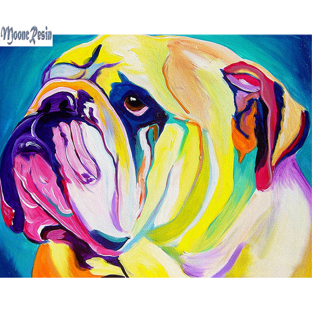640x640 Needlework Diy Diamond Painting Cross Stitch Colorful Dog Diamond - Colorful Dog Painting