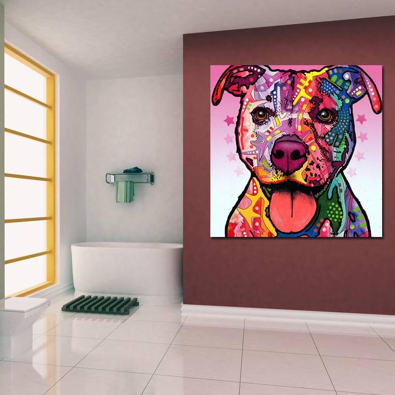 800x800 2018 Unframed Modern Abstract Oil Painting Colorful Dog Home Decor - Colorful Dog Painting