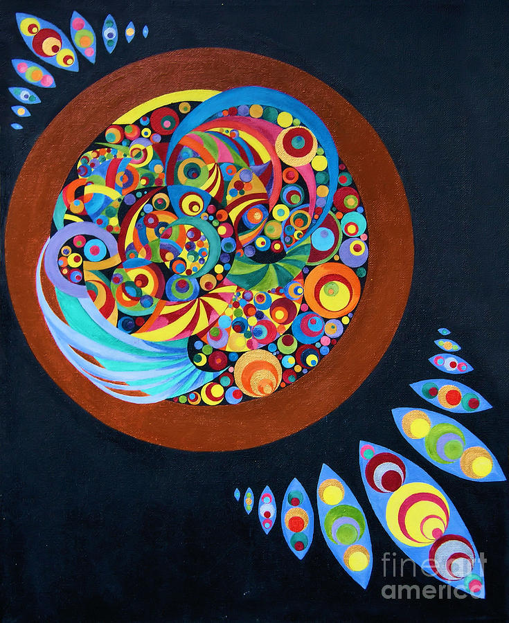 735x900 Geometric Dream Catcher Painting By Amy Nelson - Colorful Dream Catcher Painting