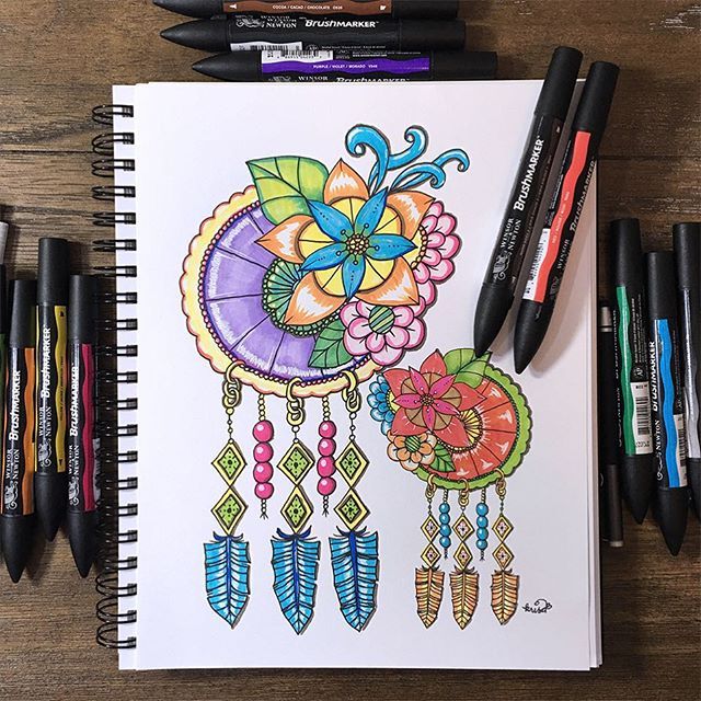640x640 Kc Doodle Art Colored Dreamcatcher - Colorful Dream Catcher Painting