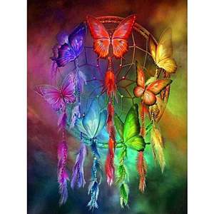 300x300 5d Diy Diamond Painting Kit Fantasy Butterfly Dreamcatcher Craftar - Colorful Dream Catcher Painting