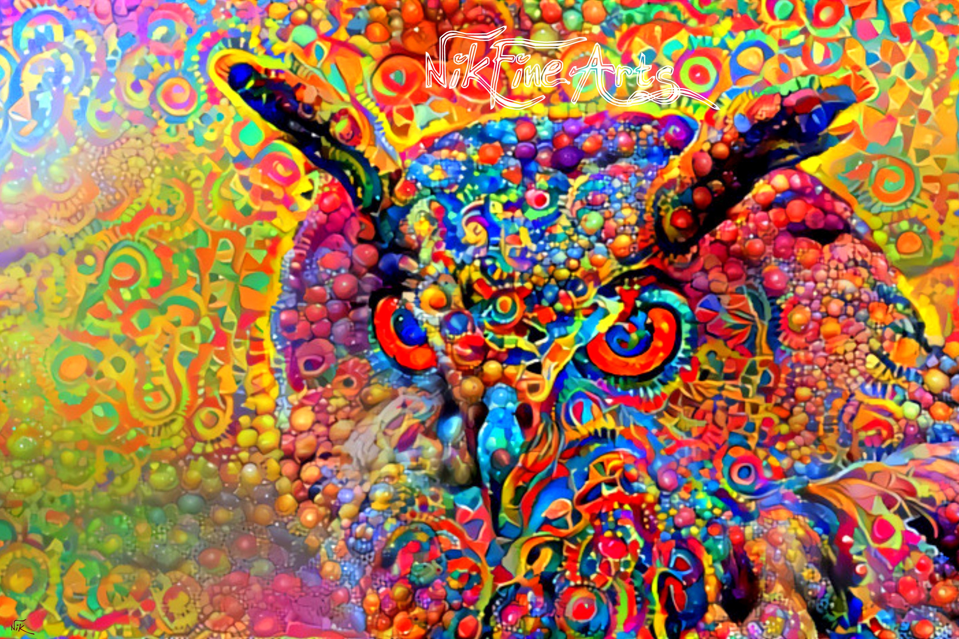 3225x2149 Colorful Head Of Owl Nik Fine Arts Original Paintings - Colorful Elephant Head Painting