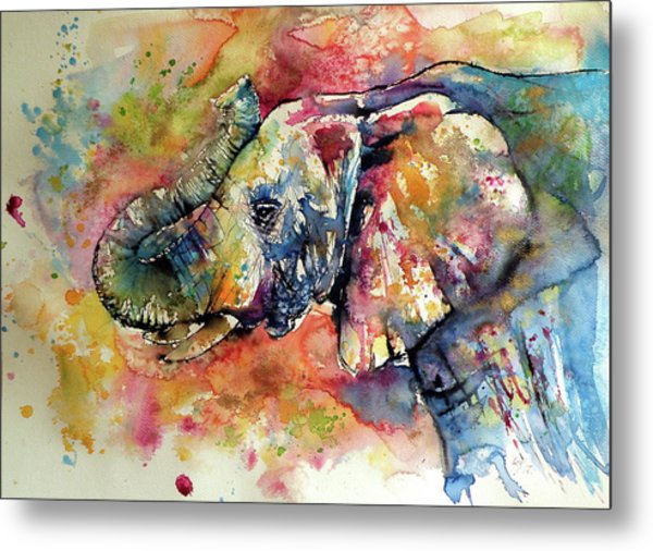 600x506 Elephant Metal Prints And Elephant Metal Art Fine Art America - Colorful Elephant Head Painting