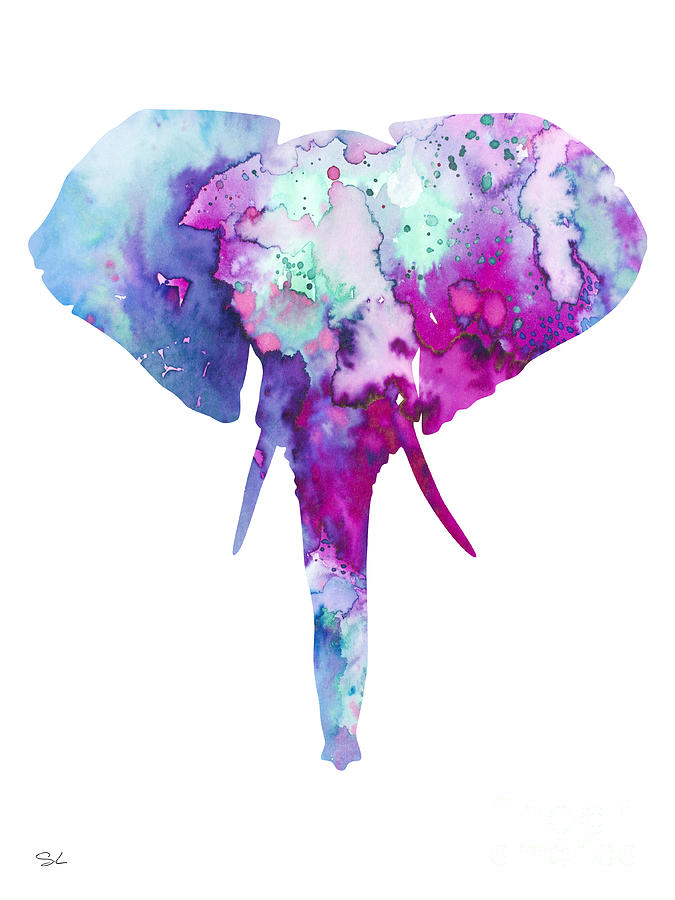 675x900 Elephant Painting By Watercolor Girl - Colorful Elephant Head Painting