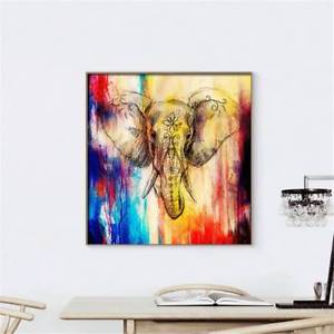 300x300 Huge Wall Decor Elephant Head Modern Abstract Frameless Oil - Colorful Elephant Head Painting