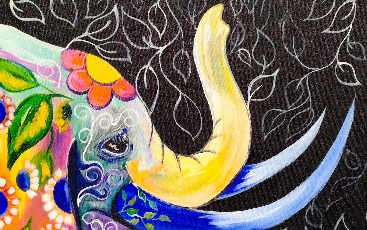 1280x803 Bohemian Elephant Easy Acrylic Painting For Beginners - Colorful Elephant Head Painting
