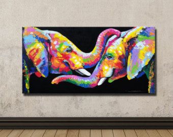 340x270 Cm, Colorful Elephant Paintings Wall Decor - Colorful Elephant Painting