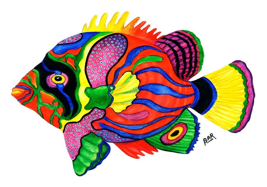 900x632 Colorful Tropical Fish Painting By Barbara Ann Robertson - Colorful Fish Painting