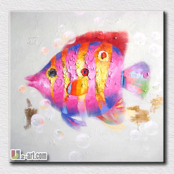 600x600 Colorful Fish Picture Modern Handpainted Oil Painting Beautiful - Colorful Fish Painting
