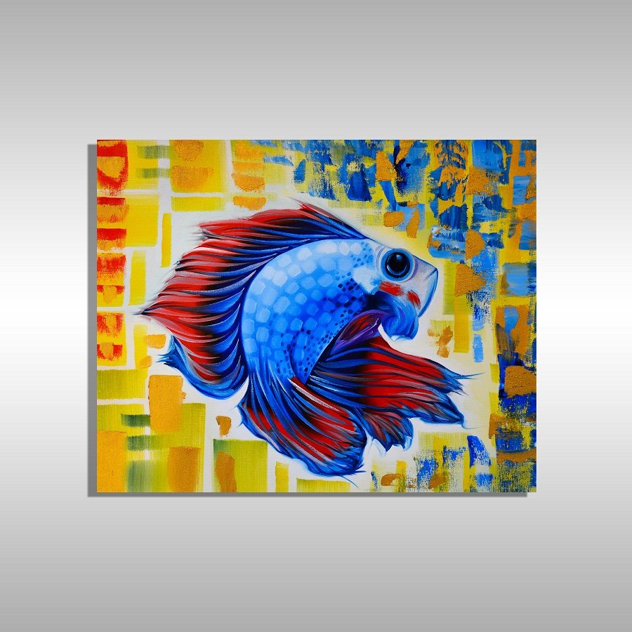 900x900 Full Moon Betta Fish Nautical Paintings - Colorful Fish Painting