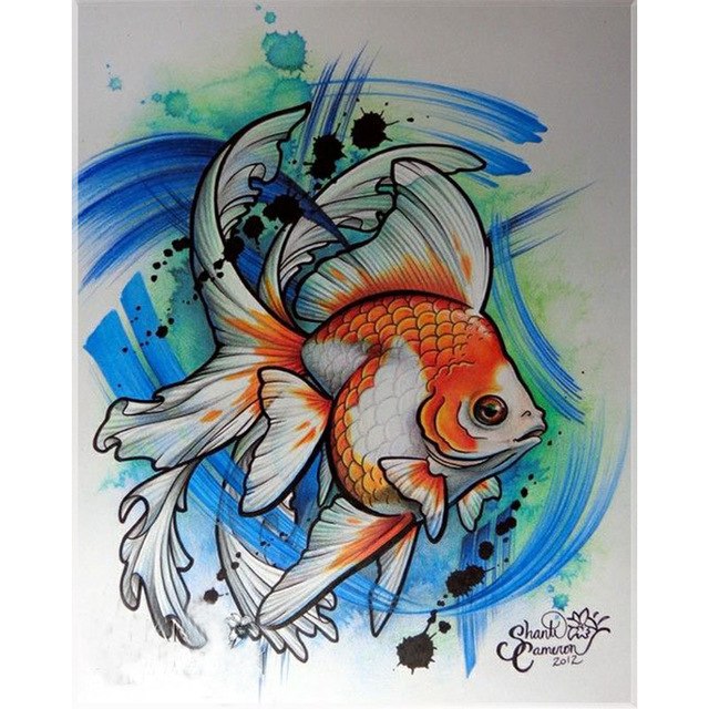 640x640 Needlework Embroidery Pattern Diy Diamond Painting Cartoon Diamond - Colorful Fish Painting