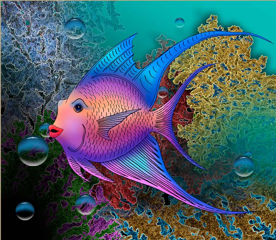 900x782 Artist David Miller Fish Paintings - Colorful Fish Painting