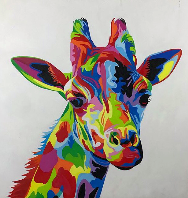 615x647 Colorful Giraffe - Colorful Giraffe Painting