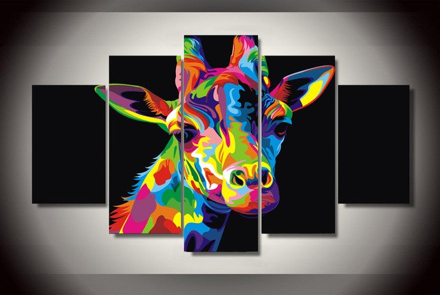 640x430 Hd Printed Colorful Giraffe Painting Canvas Print Room Decor Print - Colorful Giraffe Painting