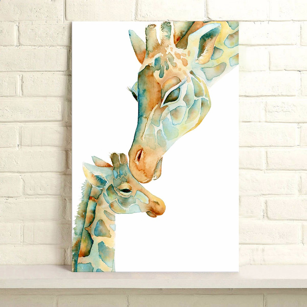 1001x1001 Phoenix Creative Canvas Art Print Oil Painting Colorful Giraffe - Colorful Giraffe Painting