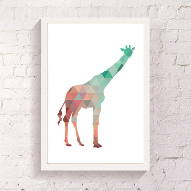 640x640 Unique Modern Nordic Minimalist Triptych Geometric Colorful - Colorful Giraffe Painting