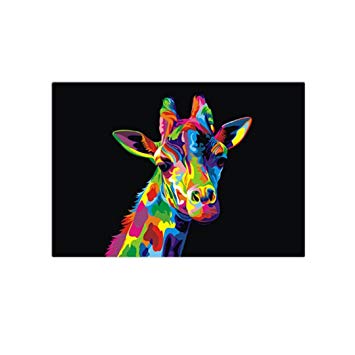 355x355 Wall Art Canvas Painting Colorful Giraffe Abstract - Colorful Giraffe Painting