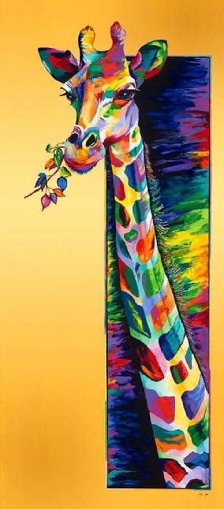 450x1022 Colorful Giraffe Color My World Giraffe, Paintings - Colorful Giraffe Painting