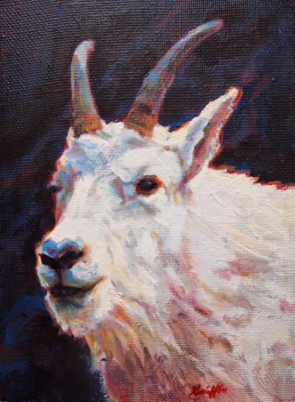 585x797 Daily Painters Abstract Gallery Colorful Contemporary Animal Art - Colorful Goat Painting