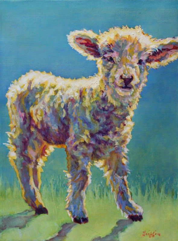 590x800 Daily Painters Abstract Gallery Colorful Contemporary Lamb Art - Colorful Goat Painting