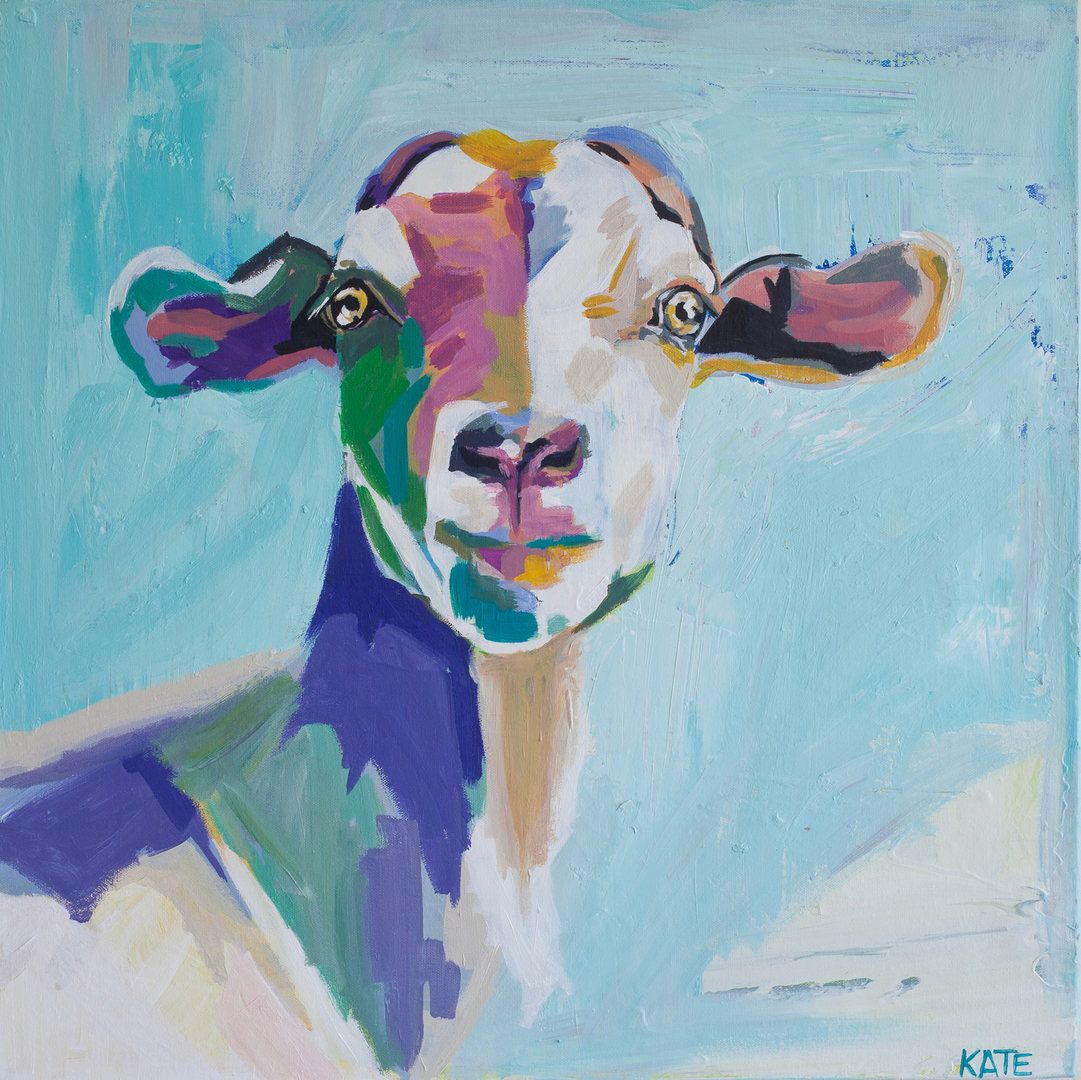 1081x1080 Large Abstract Colorful Goat Painting. Very Striking. Etsy - Colorful Goat Painting