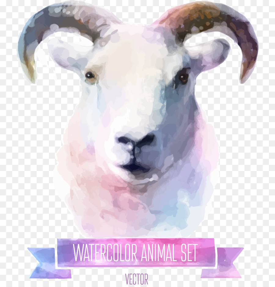 900x940 Watercolor Painting Cuteness Illustration - Colorful Goat Painting