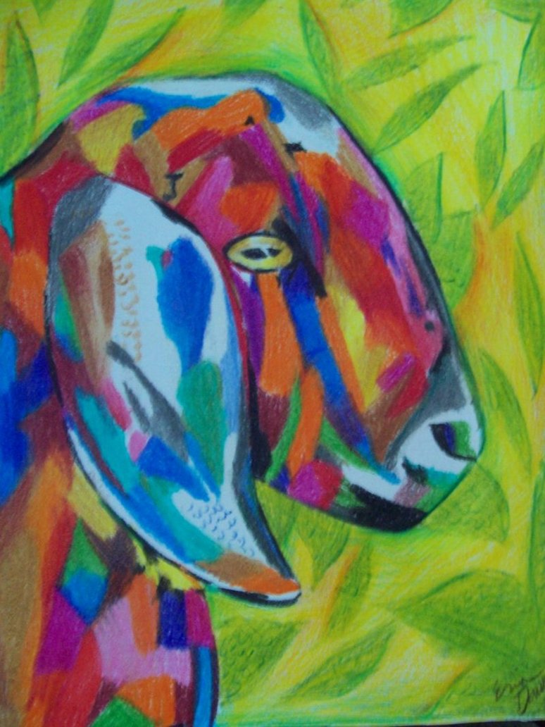774x1032 Multi Color Goat By Londoneve - Colorful Goat Painting