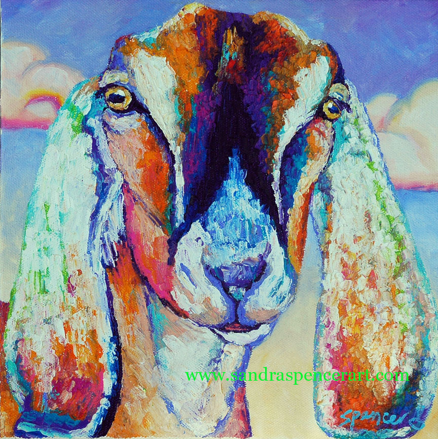 864x866 Painting Colorful Nubian Goat Sandra Spencer Art - Colorful Goat Painting