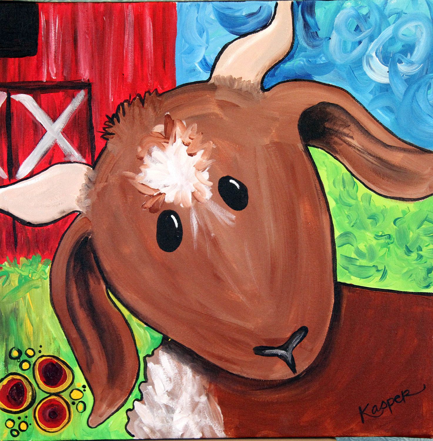 1473x1500 Colorful Goat Painting By Cinbstudio On Etsy Lst Grade Art - Colorful Goat Painting