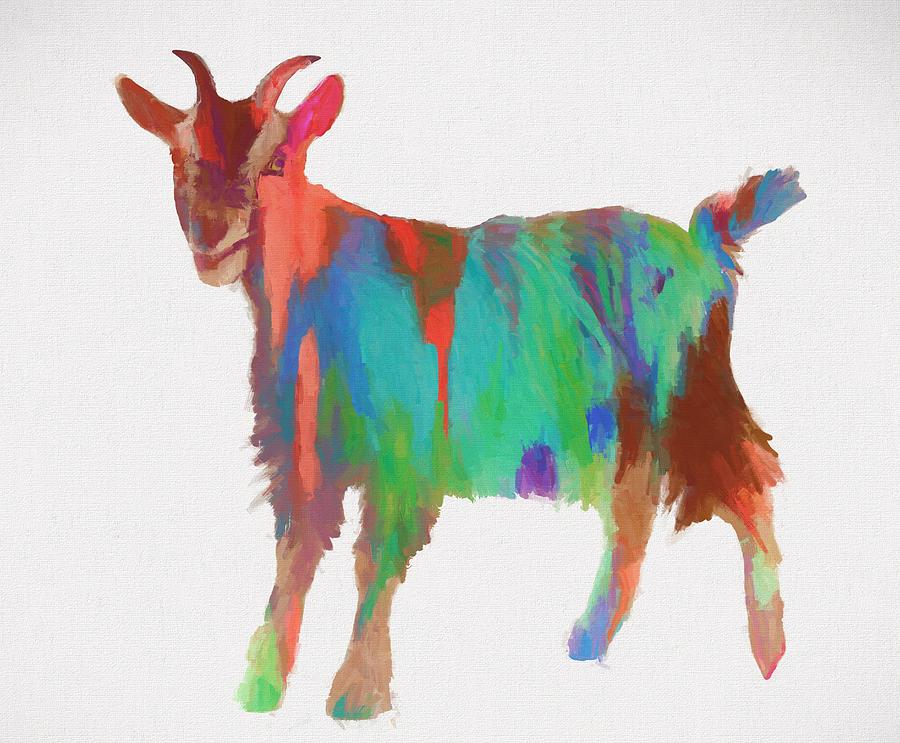 900x743 Colorful Goat Painting By Dan Sproul - Colorful Goat Painting