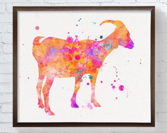 340x270 Colorful Goat Art Etsy - Colorful Goat Painting