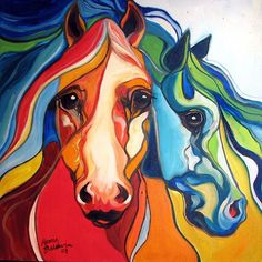 236x236 Watercolor Horse By Artist Lynn Bean - Colorful Horse Head Painting