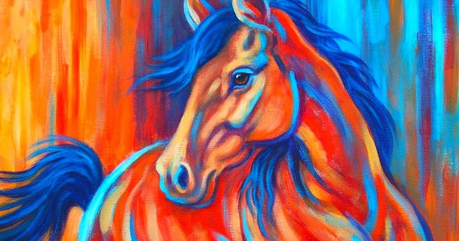 929x487 Colorful Southwestern Art Contemporary Horse Painting - Colorful Horse Painting