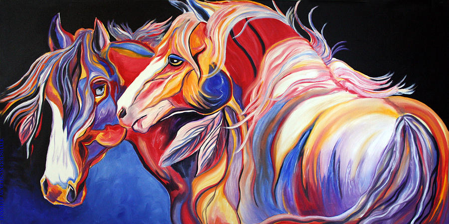 900x449 Paint Horse Colorful Spirits Painting By Jennifer Morrison Godshalk - Colorful Horse Painting