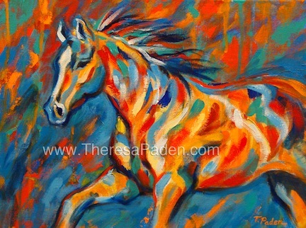 432x322 Paintings By Theresa Paden Abstract Colorful Horse Painting - Colorful Horse Painting