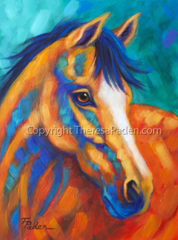 576x779 Paintings By Theresa Paden Western Horse Painting In Southwest - Colorful Horse Painting