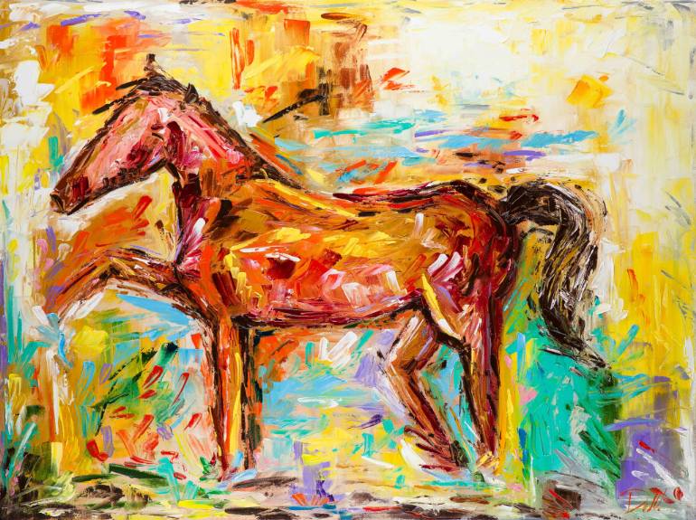 770x575 Saatchi Art Colorful Horse Painting By Dell Camargo - Colorful Horse Painting