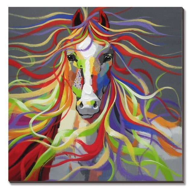640x640 Top Selling Colorful Horse Oil Paintings 100% Hand Made Wall Art - Colorful Horse Painting