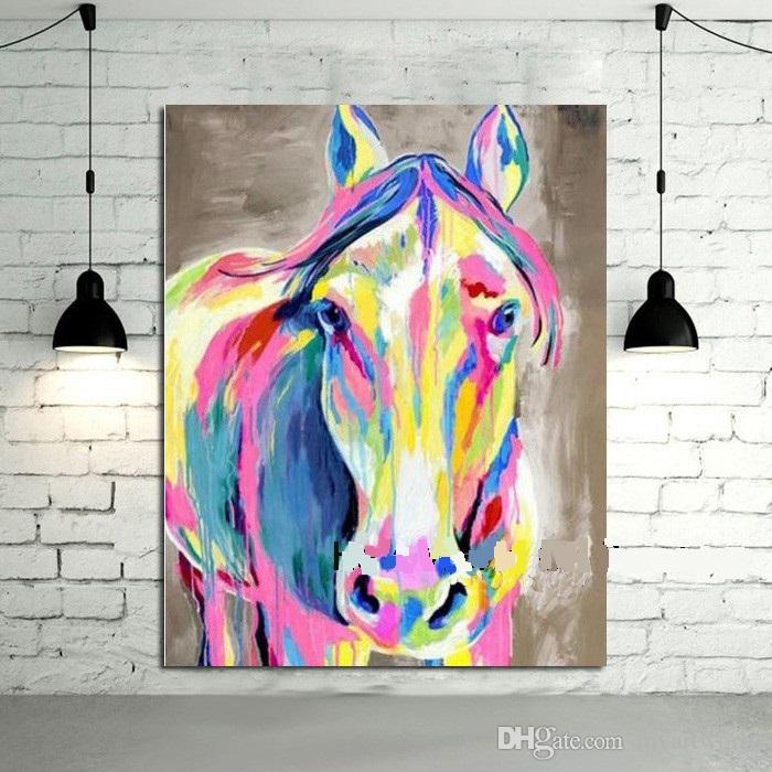 700x700 Ful Horse,high Quality Hand Painted Hd Print Modern Cartoon - Colorful Horse Painting