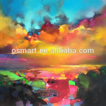 350x350 Colorful Scenery Knife Sky Clouds Oil Paintings On Canvas - Colorful Landscape Painting