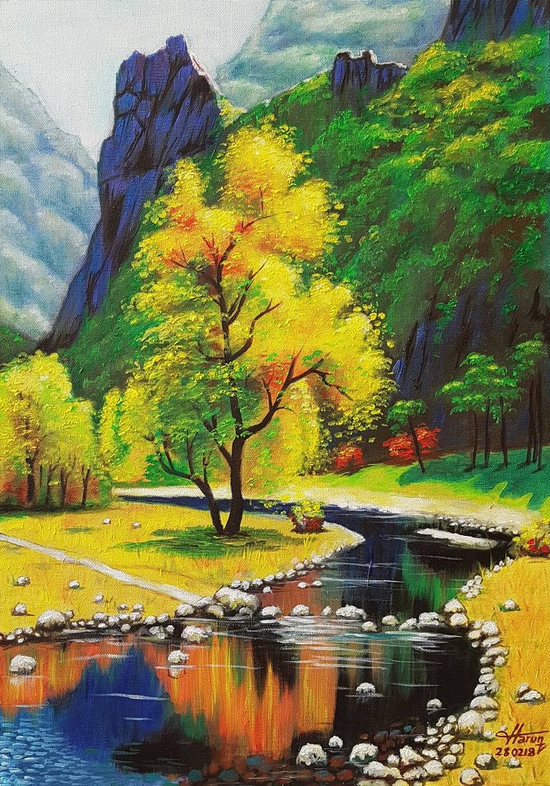 770x1100 Saatchi Art Colourful Landscape Painting By Harun Ayhan - Colorful Landscape Painting