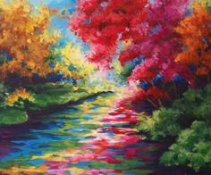 236x196 Tree Landscape Original Acrylic Painting 30 X 40 By - Colorful Landscape Painting