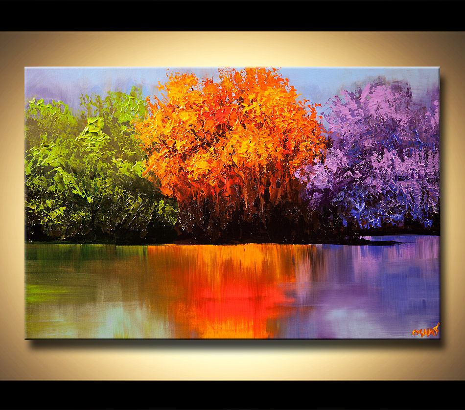 950x838 50 Colorful Landscape Trees Canvas Print Ready To Hang - Colorful Landscape Painting