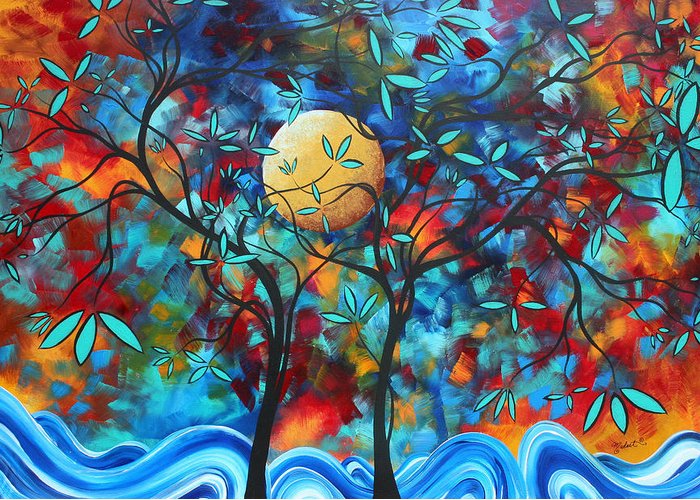 700x500 Abstract Contemporary Colorful Landscape Painting Lovers Moon By - Colorful Landscape Painting