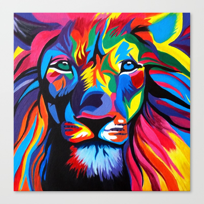 700x700 Colorful Lion Painting Canvas Print By Thecolorterrace Society6 - Colorful Lion Painting