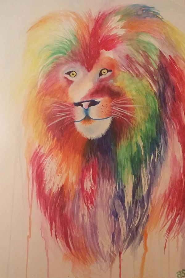600x900 Colorful Lion Painting By Alexius Brown - Colorful Lion Painting