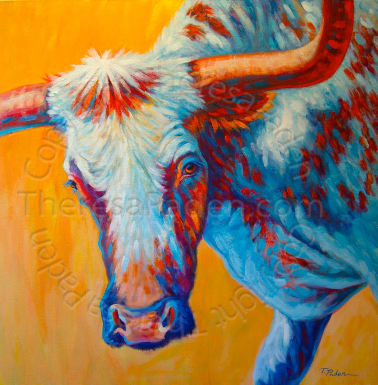 1573x1600 Daily Painters Of California Colorful Western Art, Longhorn - Colorful Longhorn Painting