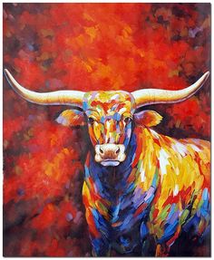 Colorful Longhorn Painting at PaintingValley.com | Explore collection ...