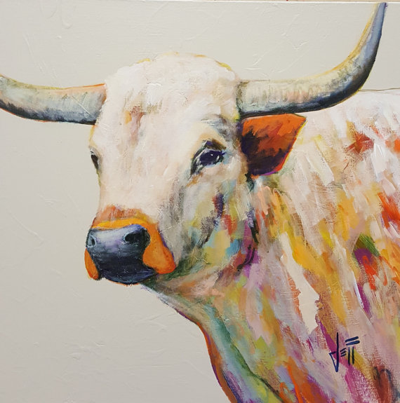 570x575 Hey, I Found This Really Awesome Etsy Listing - Colorful Longhorn Painting